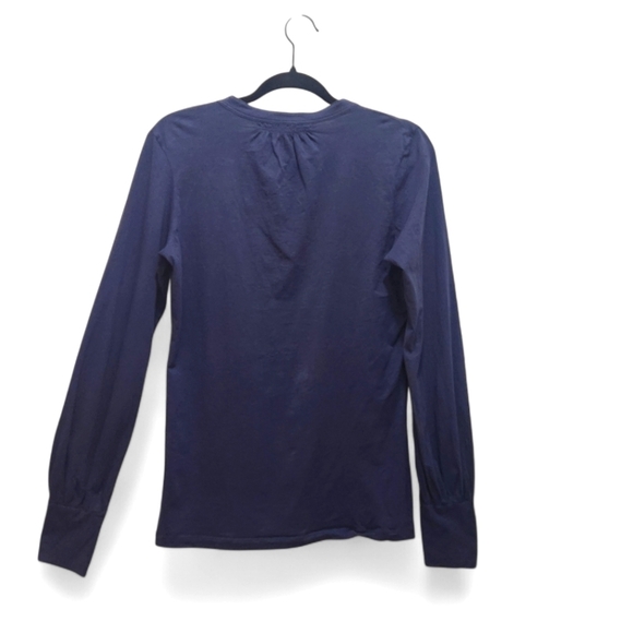 Theory Women's Size Large Pullover Soft Cotton Stretch Shirt Navy Button Detail - Picture 5 of 5